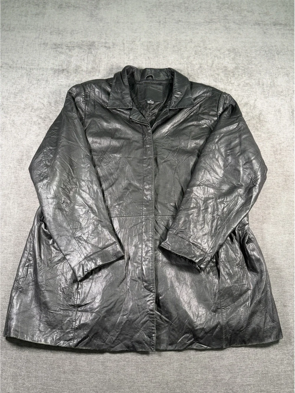 Black Genuine Leather Jacket Size 2X